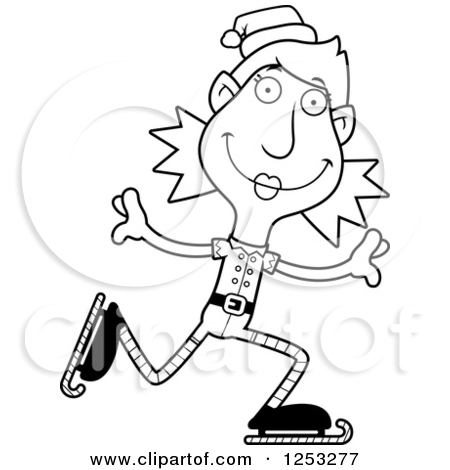 Christmas Elf Clip Art Black and White