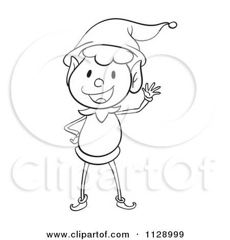 Christmas Elf Clip Art Black and White