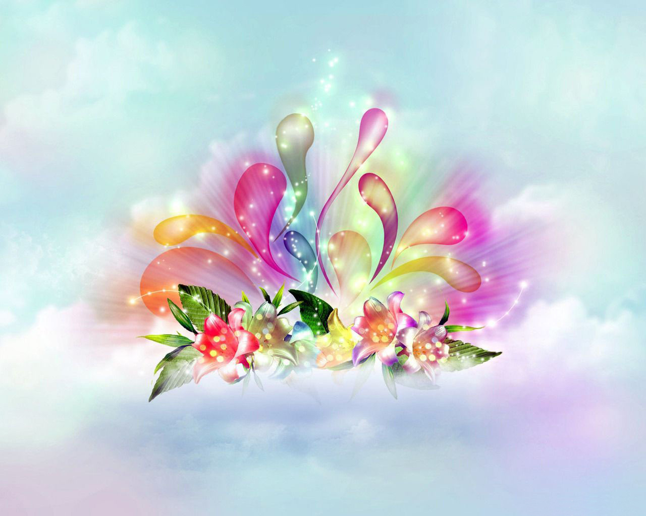 Colorful 3D Background Desktop Flower