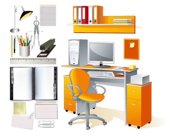 Computer Office Desk Vector