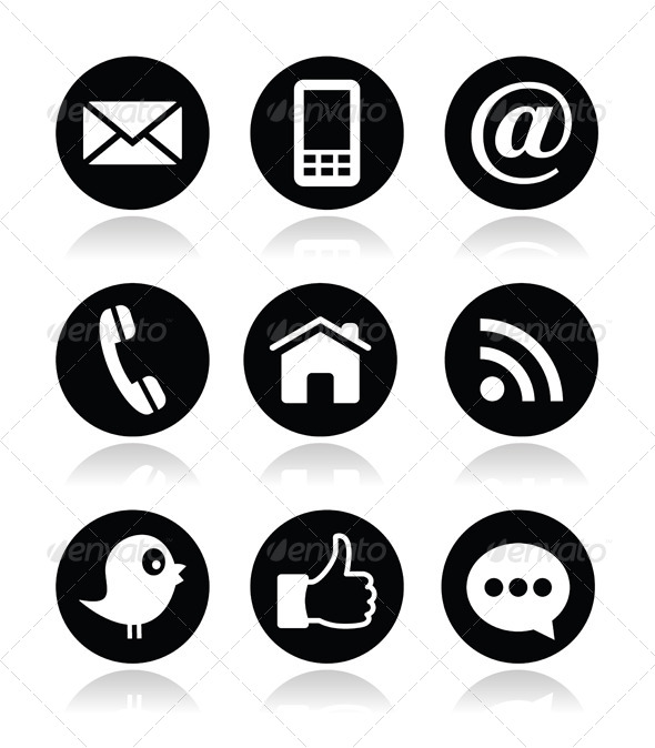 Contact Icons Black and White