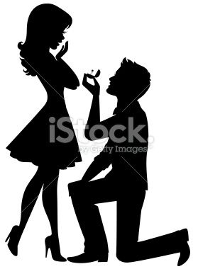 Couple Silhouette Proposing Clip Art