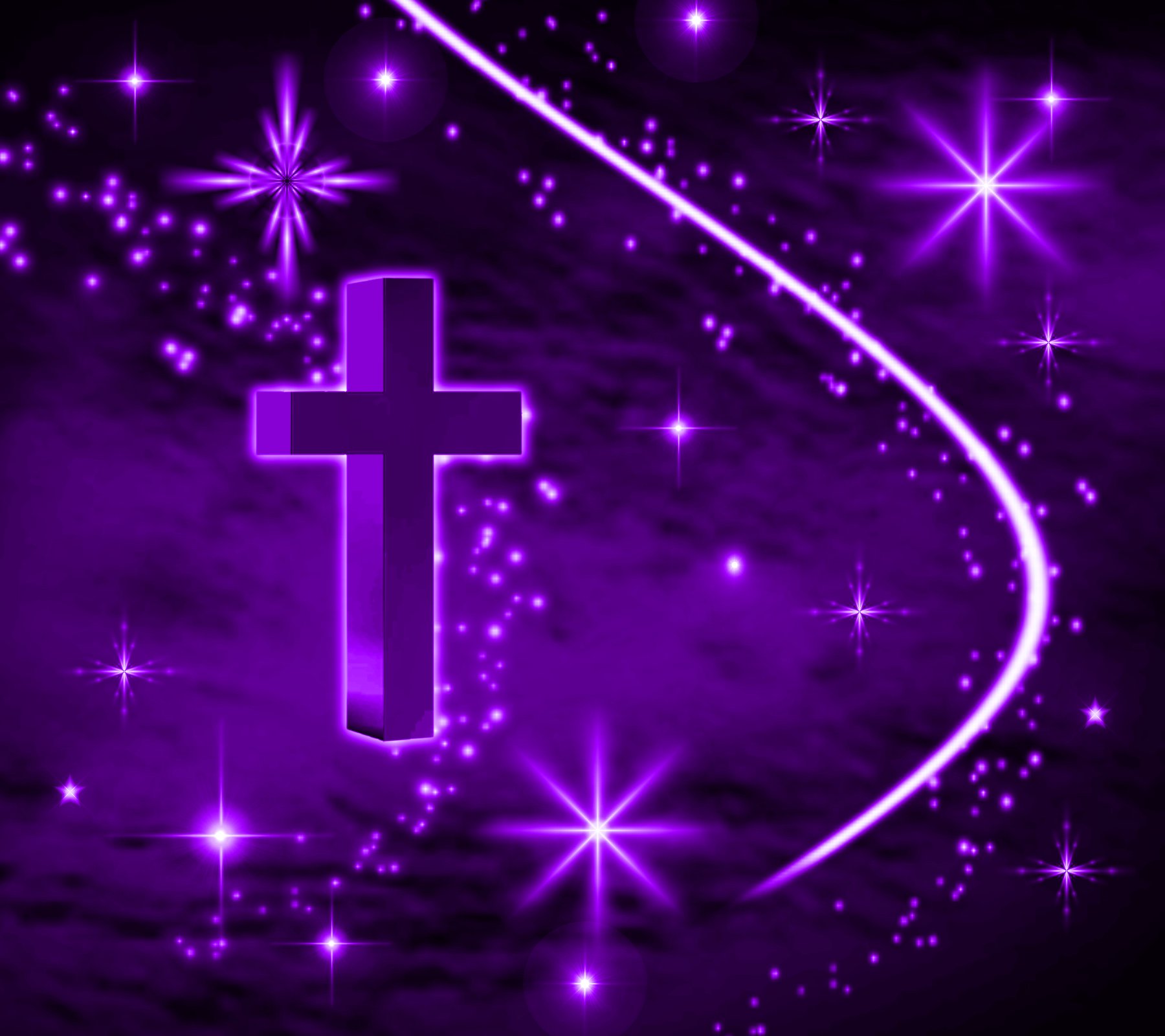 Cross with Purple Stars