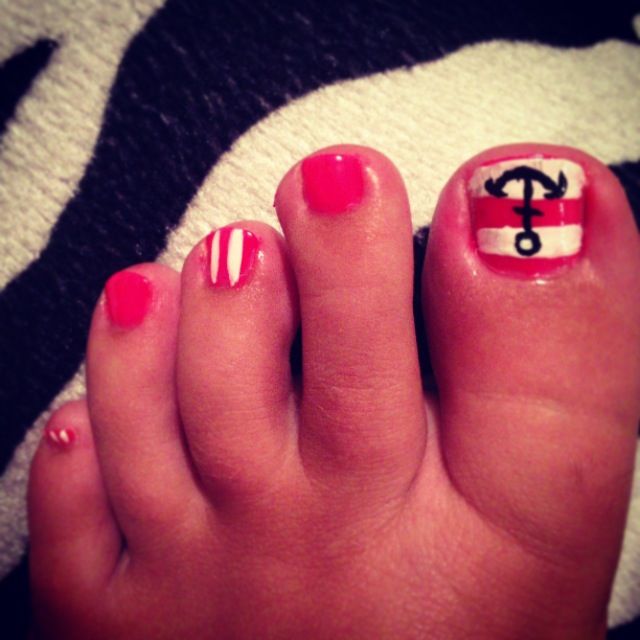 Cute Anchor Toenail Designs Pink Cute Anchor Toenail Designs Pink