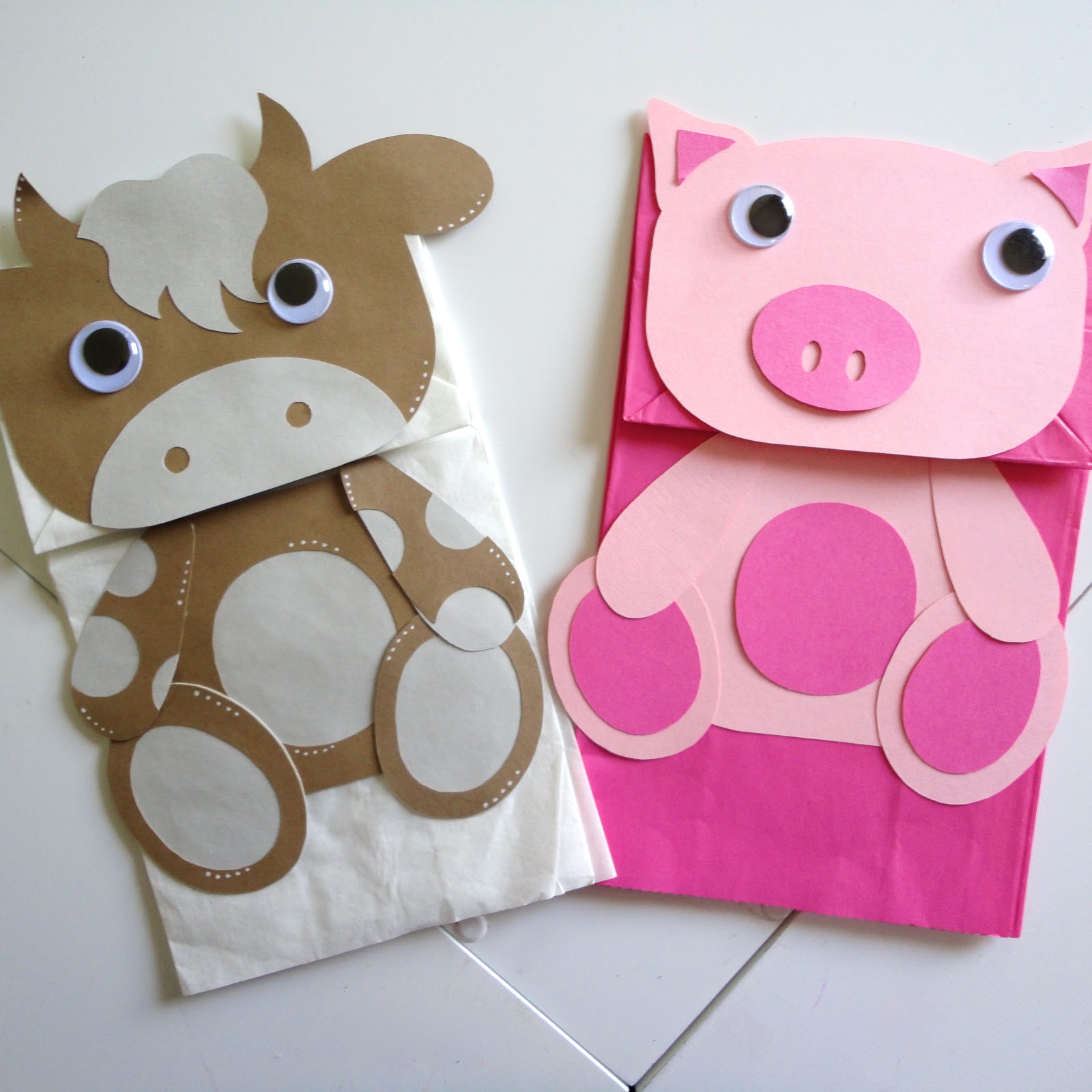 Farm Animal Paper Bag Puppets