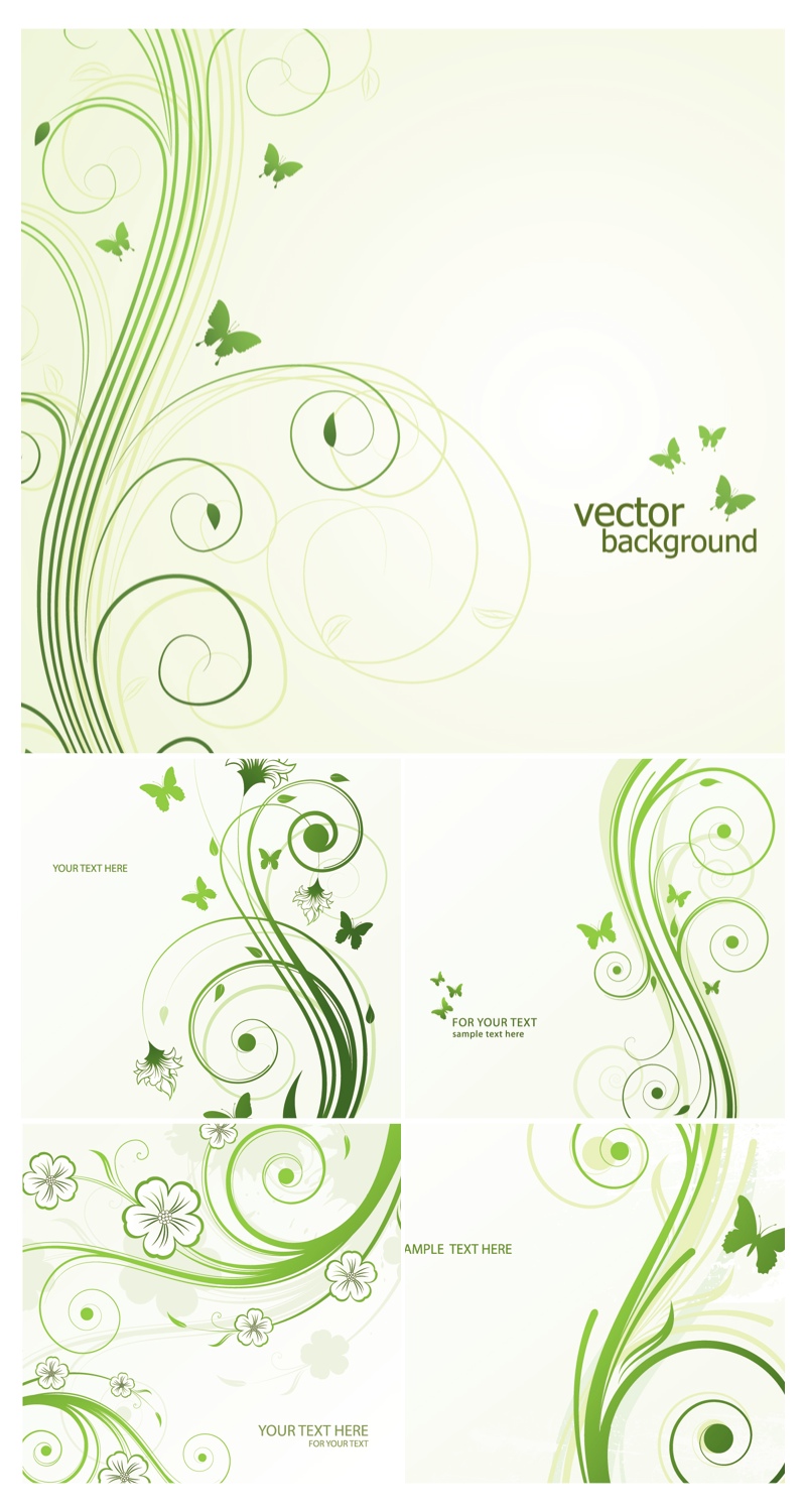 18 Photos of Green With Floral Swirls Vector