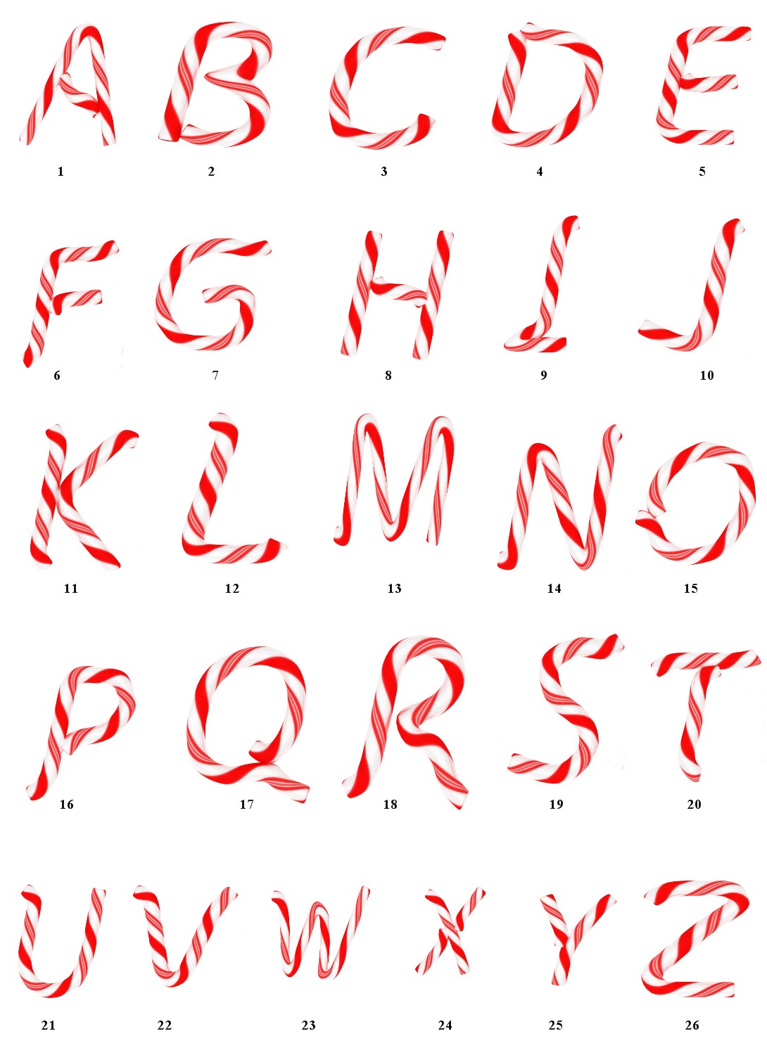 Free Candy Cane Letters Printables