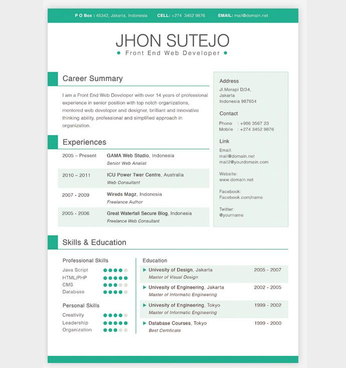 Free Creative Resume Template Free Creative Resume Template