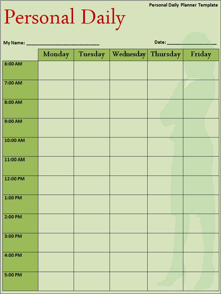 Free Daily Planner Template Free Daily Planner Template