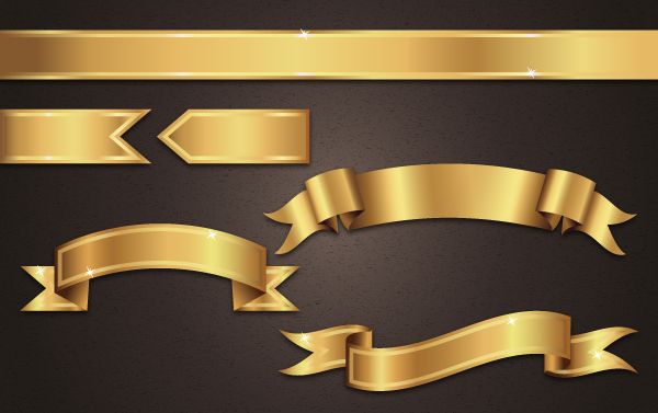 Gold Ribbon Banner Vector