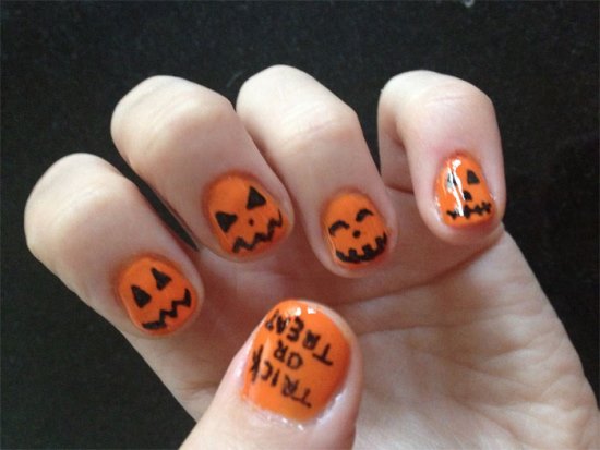 Halloween Pumpkins Nail Art Designs