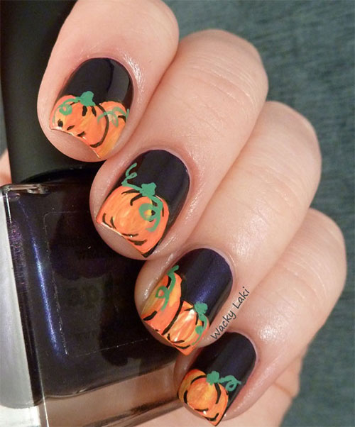 Halloween Pumpkins Nail Art Designs