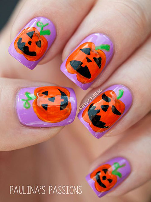 Halloween Pumpkins Nail Art Designs