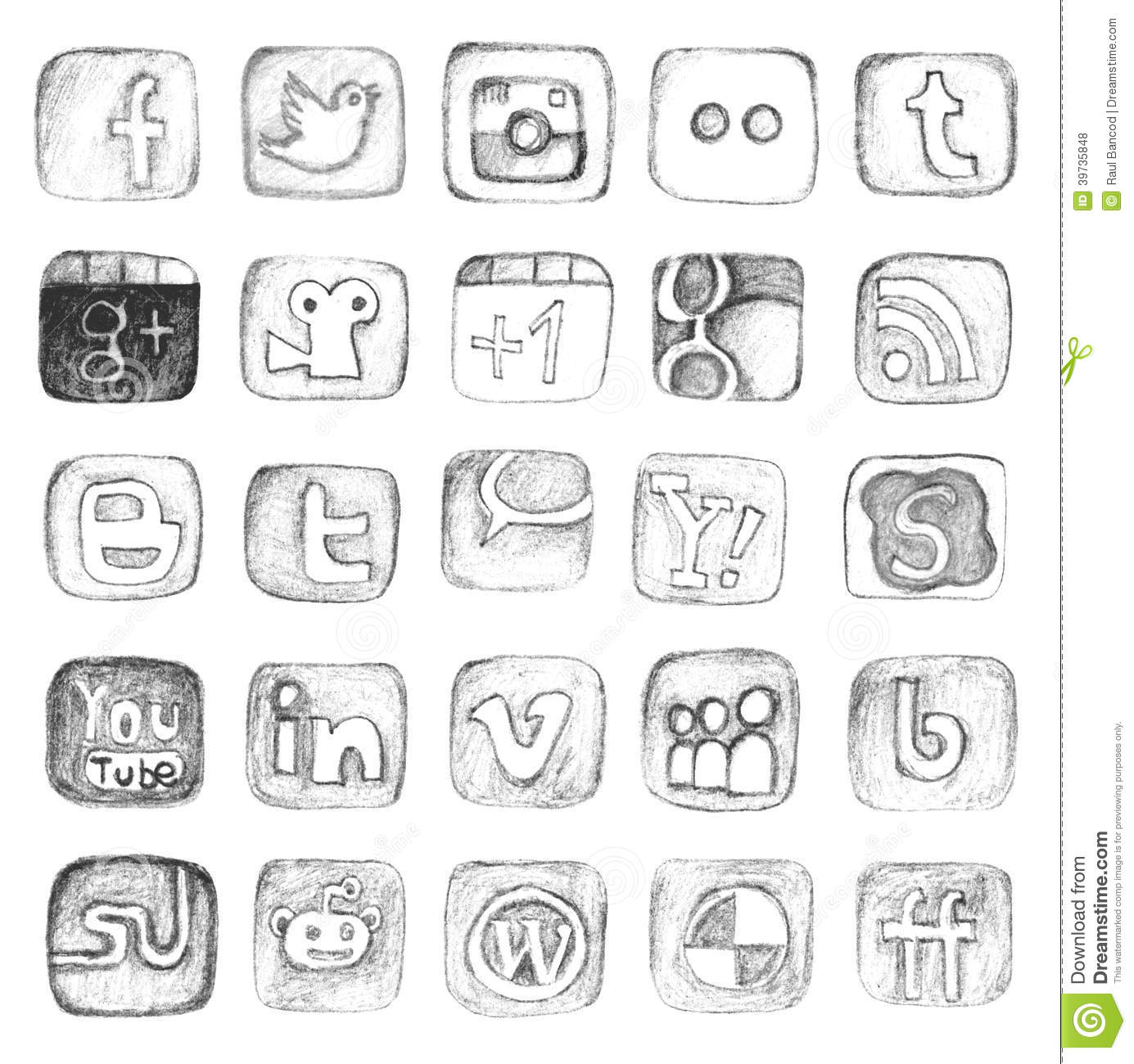 Hand Drawn Social Media Icons