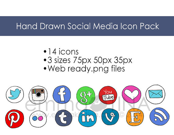 Hand Drawn Social Media Icons