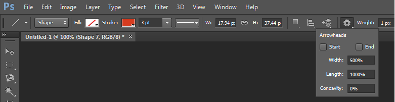 Is an Arrow in Photoshop Line Tool