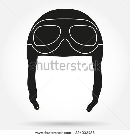 Leather Pilot Goggles and Helmet Silhouette