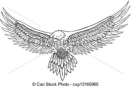 Line Drawing of Soaring Eagle Clip Art