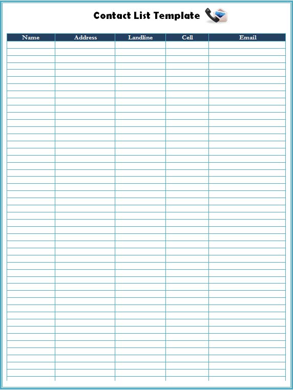 Microsoft Word Contact List Template Microsoft Word Contact List Template