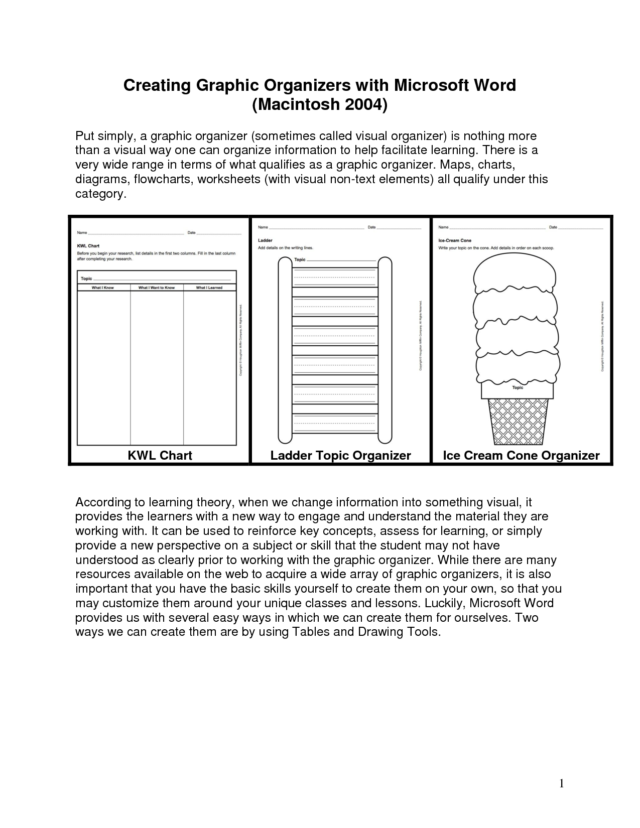 Microsoft Word Graphic Organizer