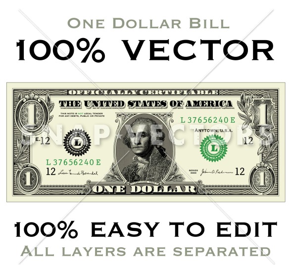 One Dollar Bill Vector