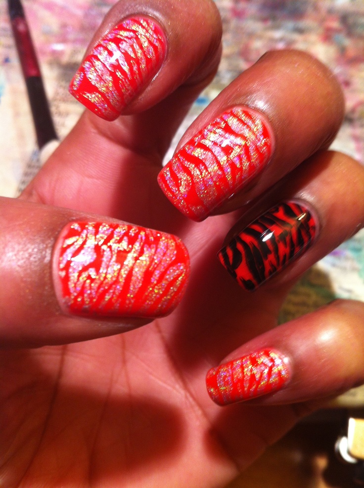 Orange and Black Nail Designs Orange and Black Nail Designs