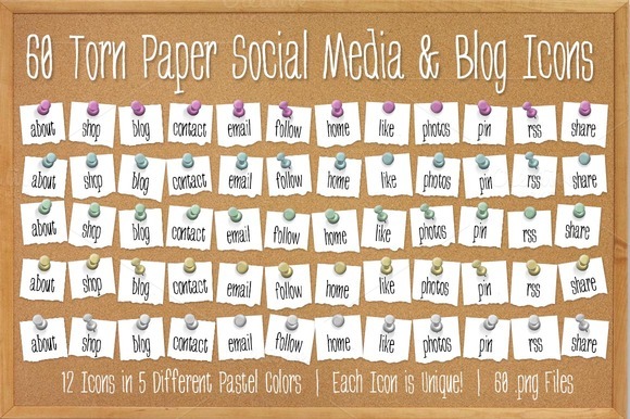 Paper Tear Social Media Icons
