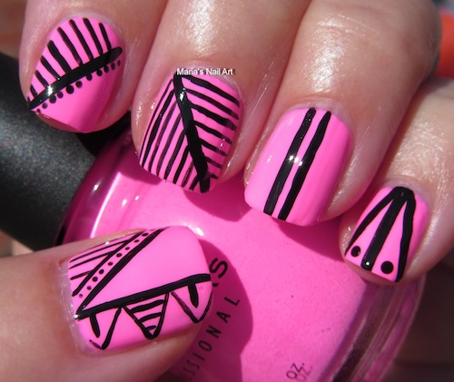 Pink and Black Nail Art