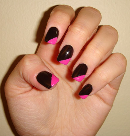 Pink and Black Nail Design