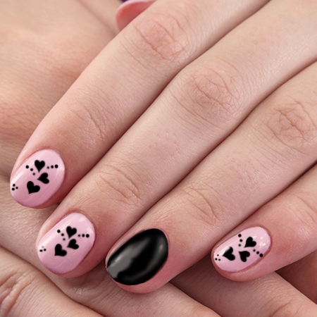 Pink and Black Nail Design