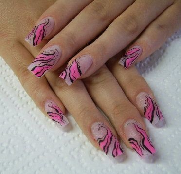 Pink and Black Nail Design