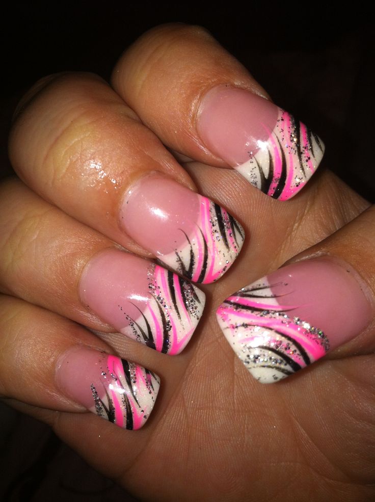 Pink and Black Nail Design