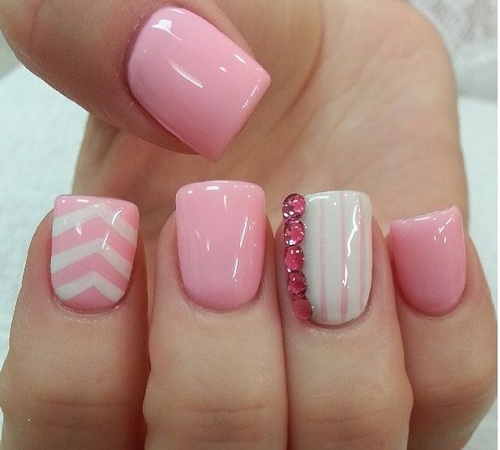 Pink and White Nail Design