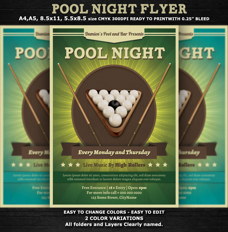 Pool Night Flyer Template