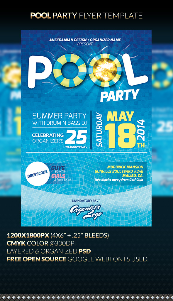 Pool Party Flyer Template