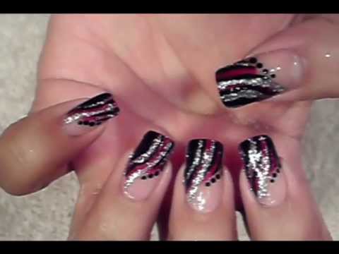 Red Black and Silver Nail Designs