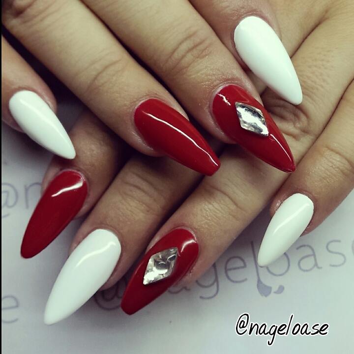 Red White and Black Nail Design