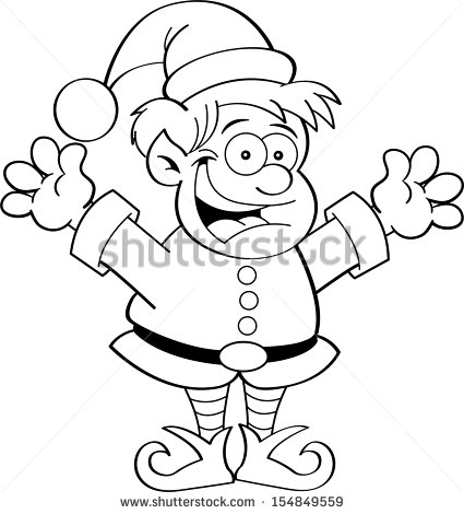 Santa Elves Clip Art Black and White