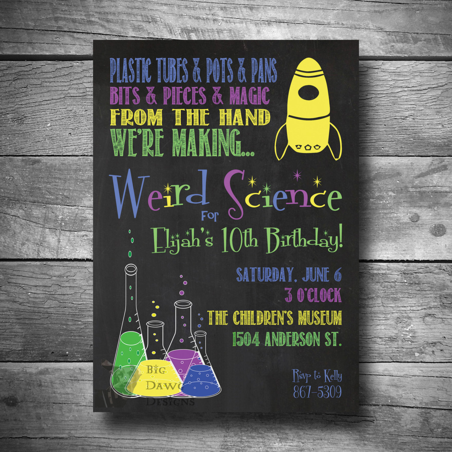 Science Birthday Party Invitations