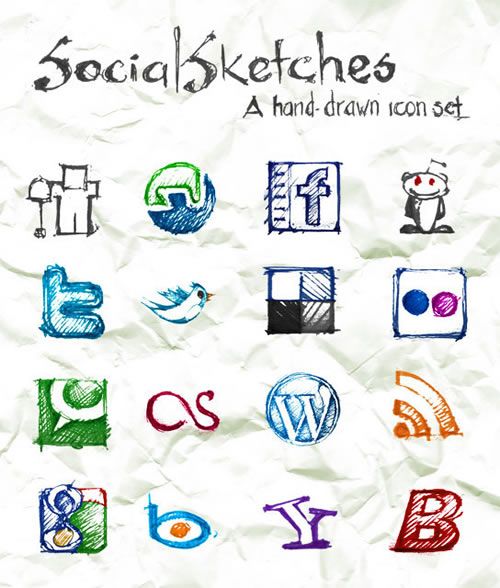 Social Media Icons Drawn