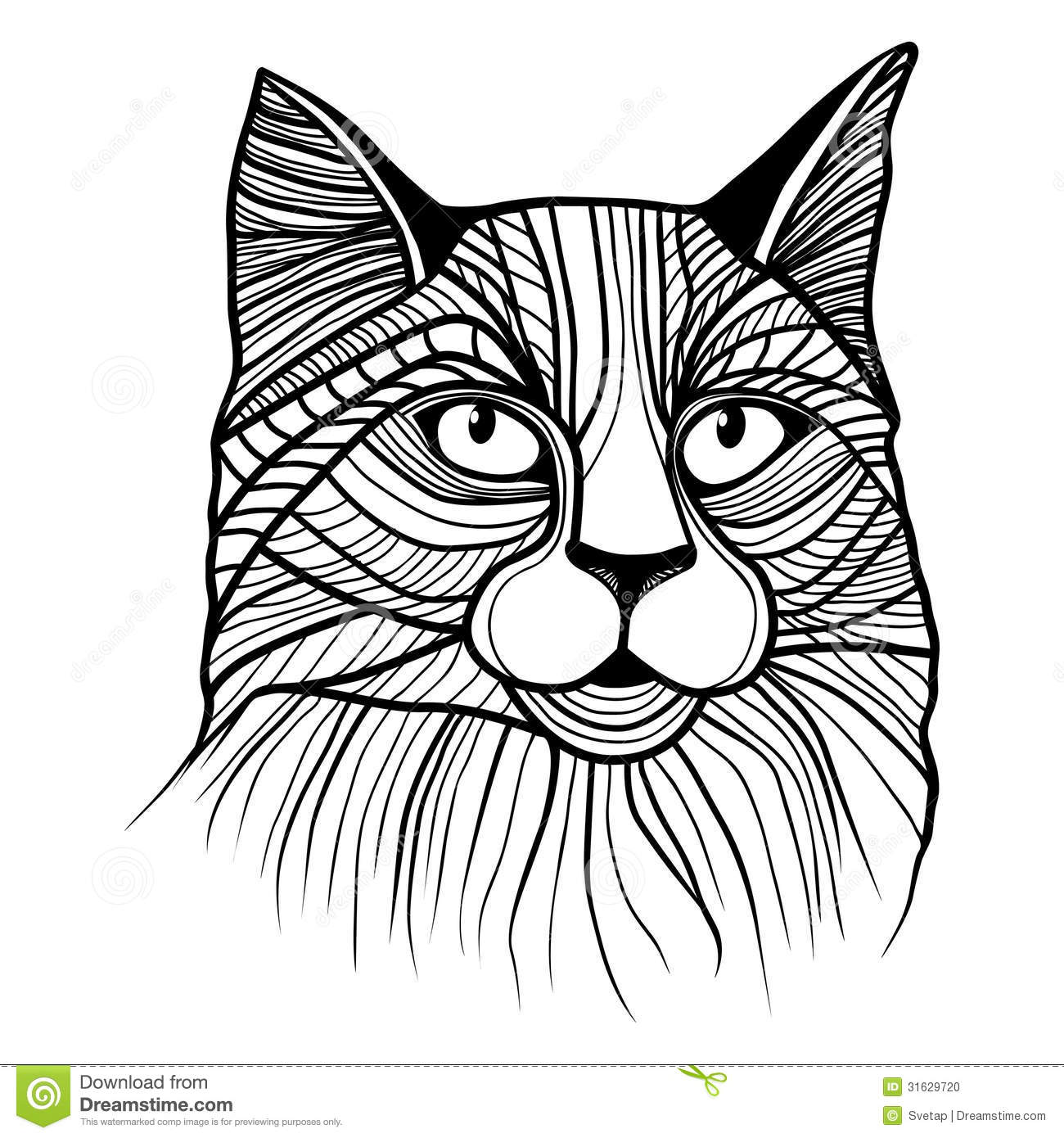 Vector Cat Head Drawing