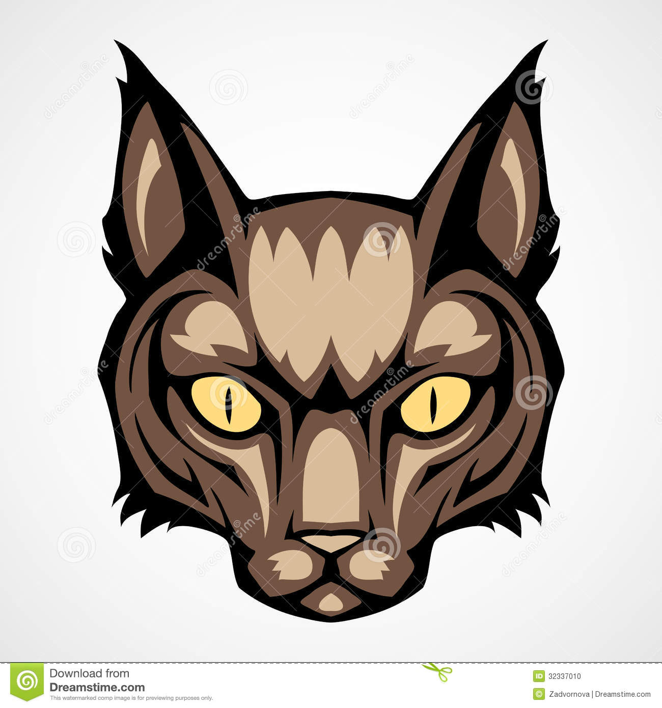 Vintage Cat Head Illustration