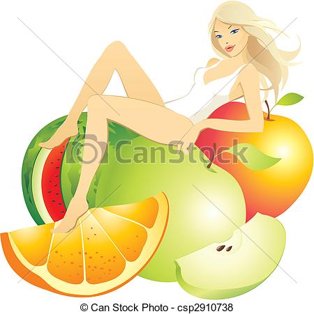 Women with Fruit Clip Art
