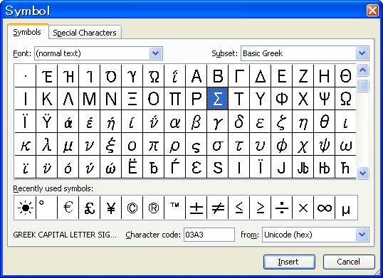 Word Copy and Paste Symbols