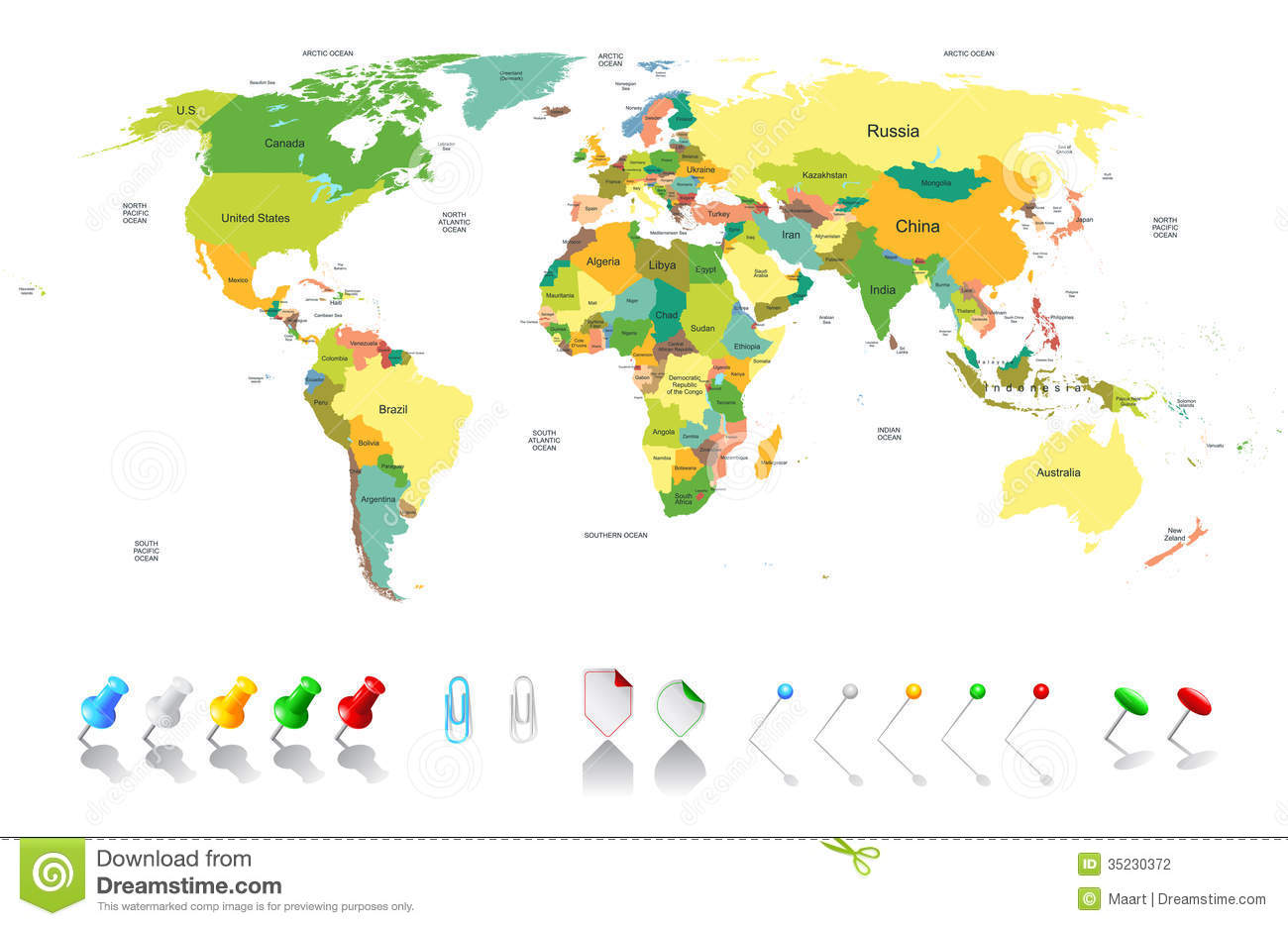 World Map with Elements