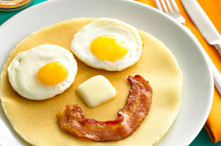 Bacon Eggs Pancakes Smiley-Face