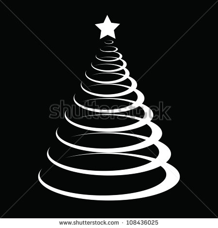 Black and White Christmas Tree Vector