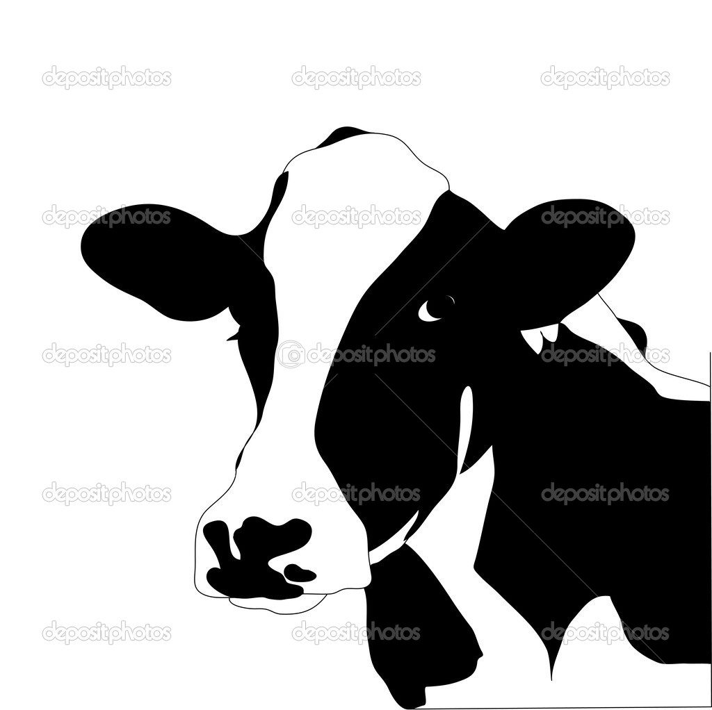 Black and White Cow Silhouette