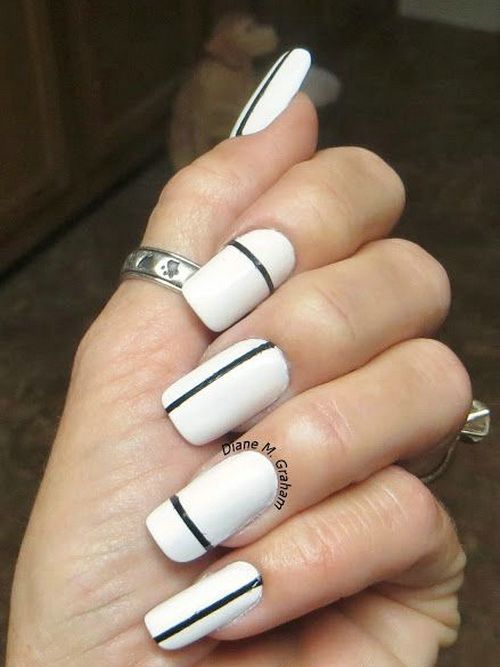 Black and White Simple Nail Designs