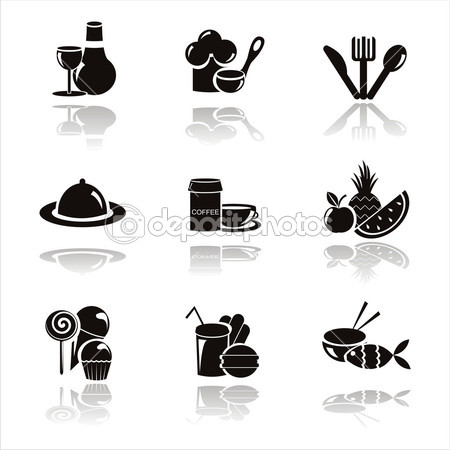 Black White Restaurant Icons